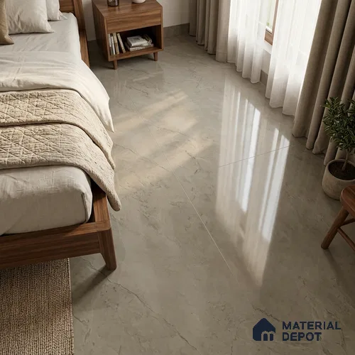 Marble Floor Large Format Tile TL 10218 Arisma White 6 ft x 4 ft Glossy Finish Vitrified Colorbody Tile - 15 mm | Suitable for Living Room, Bedroom & Bathroom | Adhesive and Spacers Must be Used During Installation