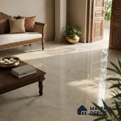 Marble Floor Large Format Tile TL 10218 Arisma White 6 ft x 4 ft Glossy Finish Vitrified Colorbody Tile - 15 mm | Suitable for Living Room, Bedroom & Bathroom | Adhesive and Spacers Must be Used During Installation