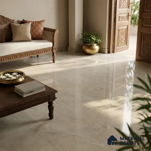 Marble Floor Large Format Tile TL 10218 Arisma White 6 ft x 4 ft Glossy Finish Vitrified Colorbody Tile - 15 mm | Suitable for Living Room, Bedroom & Bathroom | Adhesive and Spacers Must be Used During Installation