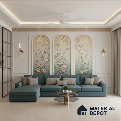Large Format Marble Floor & Wall Tile TL 10253 Silica Biscuit Carving Matte Finish Vitrified Tile - 9 mm | Suitable for Kitchen, Bathroom, Bedroom & Office | Adhesive and Spacers Must be Used During Installation