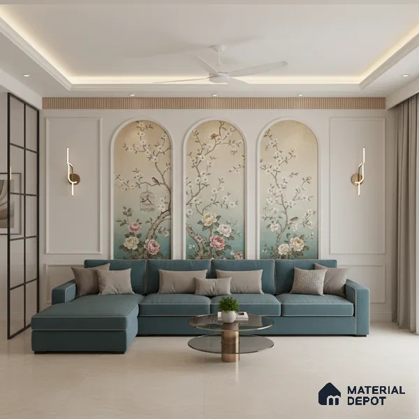 Large Format Marble Floor & Wall Tile TL 10253 Silica Biscuit Carving Matte Finish Vitrified Tile - 9 mm | Suitable for Kitchen, Bathroom, Bedroom & Office | Adhesive and Spacers Must be Used During Installation
