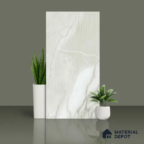 Marble & Punch Carrara Wall Tile TL 10261 C Cool White 4 ft x 2 ft Matte Finish Vitrified Tile - 9 mm | 4 Random Designs | Suitable for Living Room, Dining, Feature / Accent Walls