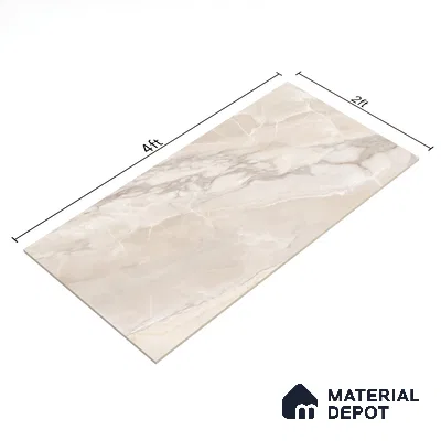 Marble Onyx Wall & Floor Tile TL 10261 E Almond Cream 4 ft x 2 ft Matte Finish Vitrified Tile - 9 mm | 4 Random Designs | Suitable For Living Room, Bedroom, Kitchen