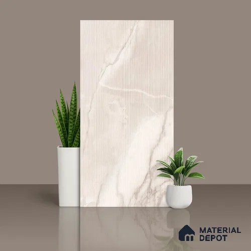 Marble & Punch Carrara Wall Tile TL 10261 Ivory Beige 4 ft x 2 ft Matte Finish Vitrified Tile - 9 mm | 4 Random Designs | Suitable for Living Room, Dining, Feature / Accent Walls