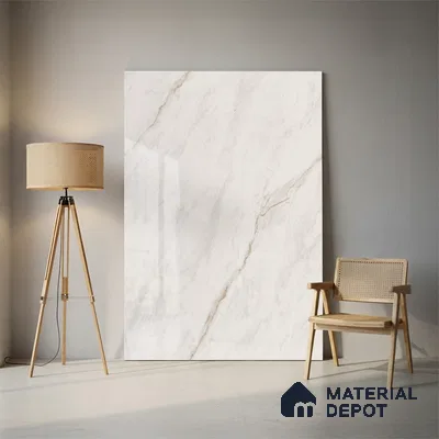 Marble Floor & Wall Tile TL 10263 Michaelangelo Marble 6 ft x 4 ft Carving High Gloss Finish Vitrified Large Format Tile - 9 mm | Suitable for Living Room, Bedroom, Bathroom | Adhesive and Spacers Must be Used During Installation