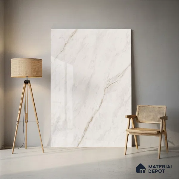 Marble Floor & Wall Tile TL 10263 Michaelangelo Marble 6 ft x 4 ft Carving High Gloss Finish Vitrified Large Format Tile - 9 mm | Suitable for Living Room, Bedroom, Bathroom | Adhesive and Spacers Must be Used During Installation