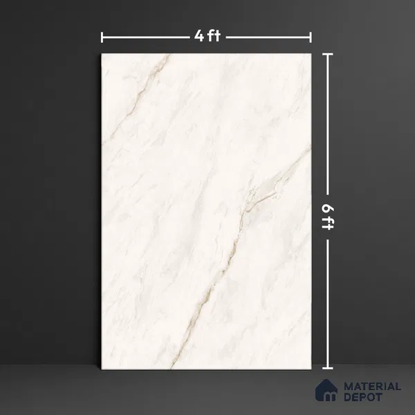 Marble Floor & Wall Tile TL 10263 Michaelangelo Marble 6 ft x 4 ft Carving High Gloss Finish Vitrified Large Format Tile - 9 mm | Suitable for Living Room, Bedroom, Bathroom | Adhesive and Spacers Must be Used During Installation