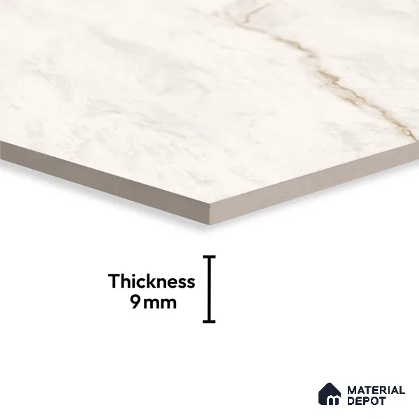 Marble Floor & Wall Tile TL 10263 Michaelangelo Marble 6 ft x 4 ft Carving High Gloss Finish Vitrified Large Format Tile - 9 mm | Suitable for Living Room, Bedroom, Bathroom | Adhesive and Spacers Must be Used During Installation