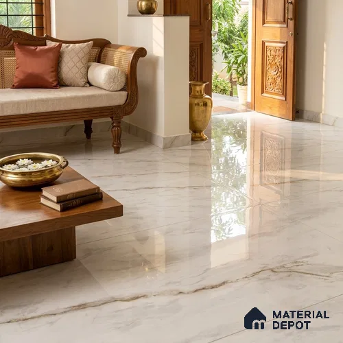 Marble Floor & Wall Tile TL 10263 Michaelangelo Marble 6 ft x 4 ft Carving High Gloss Finish Vitrified Large Format Tile - 9 mm | Suitable for Living Room, Bedroom, Bathroom | Adhesive and Spacers Must be Used During Installation