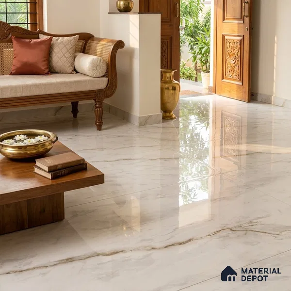 Marble Floor & Wall Tile TL 10263 Michaelangelo Marble 6 ft x 4 ft Carving High Gloss Finish Vitrified Large Format Tile - 9 mm | Suitable for Living Room, Bedroom, Bathroom | Adhesive and Spacers Must be Used During Installation