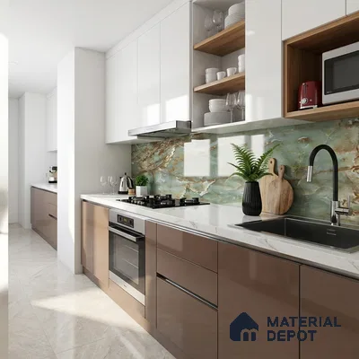 Marble Floor & Wall Tile TL 10278 Emerald Onyx 4 ft x 2 ft Glossy Finish Vitrified Tile - 9 mm | Suitable for Living Room, Bedroom & Bathroom
