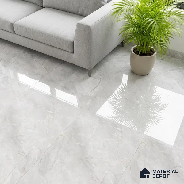Marble Floor & Wall Tile TL 10282 Espresso Bianco 4 ft x 2 ft Glossy Finish Vitrified Tile - 9 mm | 4 Random Design | Suitable For Living Room, Bedroom, Dining Area