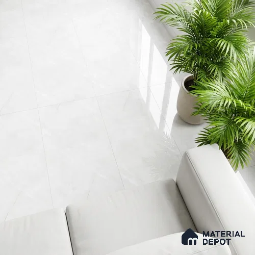 Marble Wall & Floor Tile TL 10291 B Rolex White 4 ft x 2 ft PGVT Vitrified Glossy Finish - 9 mm Suitable For Living Room, Bedroom, Kitchen