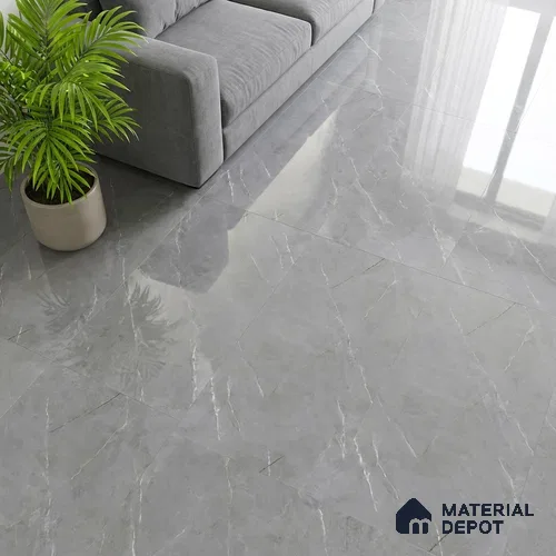 Marble Wall & Floor Tile TL 10291 Rolex Grey 4 ft x 2 ft PGVT Vitrified Glossy Finish - 9 mm  Suitable For Living Room, Bedroom, Kitchen