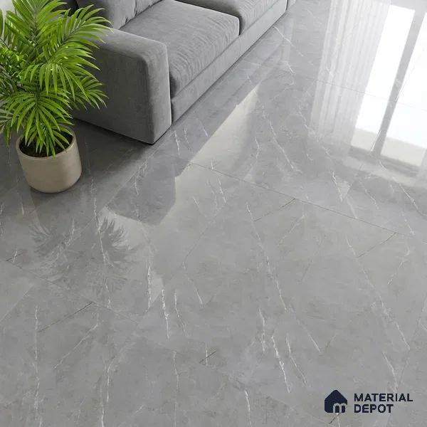 Marble Wall & Floor Tile TL 10291 Rolex Grey 4 ft x 2 ft PGVT Vitrified Glossy Finish - 9 mm Suitable For Living Room, Bedroom, Kitchen