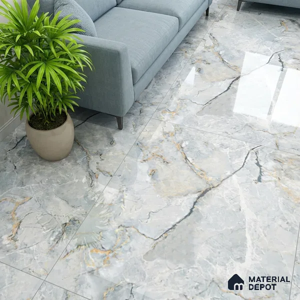 Marble Floor & Wall Tile TL 10299 SGH Florian Blue Endless 4 ft x 2 ft Glossy Finish Vitrified Tile - 9 mm | Suitable For living Room, Bedroom, Bathroom