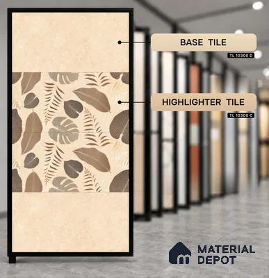 Highlighter Wall Tile TL 10300 C Sierra Beige Decor 4 ft x 2 ft Glossy Finish Vitrified Tile - 9 mm | Suitable For Bathroom, Accent/Feature Wall, Dining Area