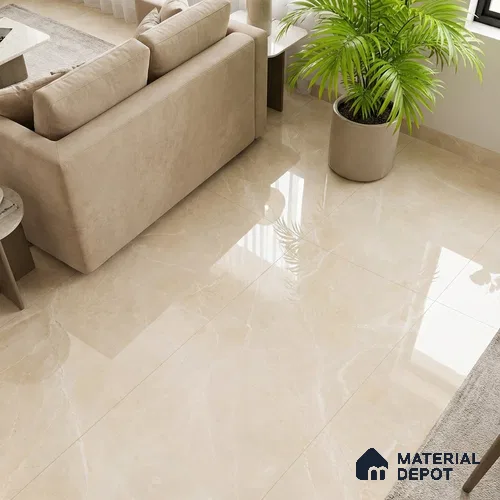 Marble Floor & Wall Tile TL 10301 Desert Beige 4 ft x 2 ft Glossy Finish Vitrified Tile - 9 mm | 4 Random Design | Suitable For Living Room, Bedroom, Dining Area