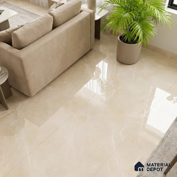 Marble Floor & Wall Tile TL 10301 Desert Beige 4 ft x 2 ft Glossy Finish Vitrified Tile - 9 mm | 4 Random Design | Suitable For Living Room, Bedroom, Dining Area (Sample)