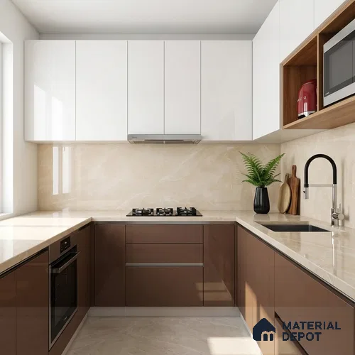 Marble Floor & Wall Tile TL 10301 Desert Beige 4 ft x 2 ft Glossy Finish Vitrified Tile - 9 mm | 4 Random Design | Suitable For Living Room, Bedroom, Dining Area