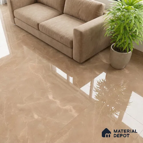 Marble Floor & Wall Tile TL 10301 C Desert Brown 4 ft x 2 ft Glossy Finish Vitrified Tile - 9 mm | 4 Random Design | Suitable For Living Room, Bedroom, Dining Area