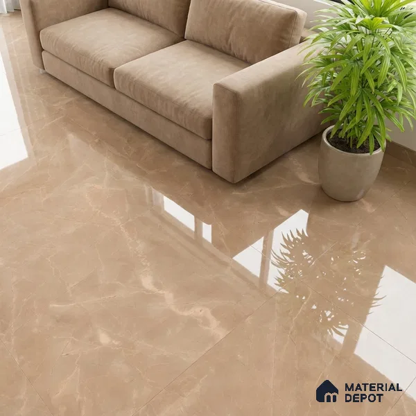 Marble Floor & Wall Tile TL 10301 C Desert Brown 4 ft x 2 ft Glossy Finish Vitrified Tile - 9 mm | 4 Random Design | Suitable For Living Room, Bedroom, Dining Area