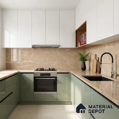 Marble Floor & Wall Tile TL 10301 C Desert Brown 4 ft x 2 ft Glossy Finish Vitrified Tile - 9 mm | 4 Random Design | Suitable For Living Room, Bedroom, Dining Area
