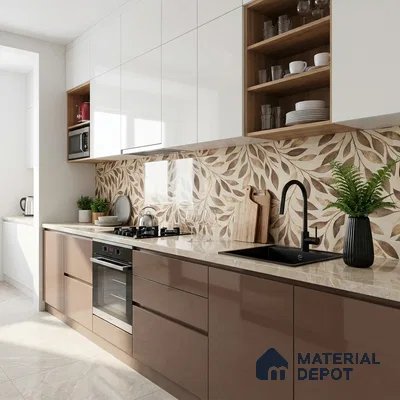 Highlighter Wall Tile TL 10304 Misty Brown Decor 4 ft x 2 ft Glossy Finish Vitrified Tile - 9 mm | Suitable For Bathroom, Accent/Feature Wall, Dining Area