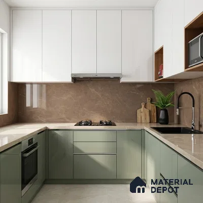 Marble Floor & Wall Tile TL 10304 B Misty Brown 4 ft x 2 ft Glossy Finish Vitrified Tile - 9 mm | 5 Random Design | Suitable For Living Room, Bedroom, Dining Area