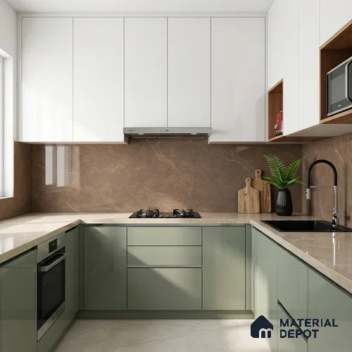 Marble Floor & Wall Tile TL 10304 B Misty Brown 4 ft x 2 ft Glossy Finish Vitrified Tile - 9 mm | 5 Random Design | Suitable For Living Room, Bedroom, Dining Area