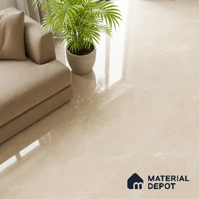 Marble Floor & Wall Tile TL 10304 C Misty Crema 4 ft x 2 ft Glossy Finish Vitrified Tile - 9 mm | 5 Random Design | Suitable For Living Room, Bedroom, Dining Area