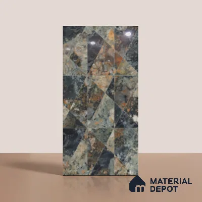 Multi Colour Patterned Floor & Wall Tile TL 10306 B  Notturno Coal Decor 4 ft x 2 ft Vitrified Glossy Finish - 9 mm