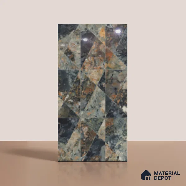 Multi Colour Patterned Floor & Wall Tile TL 10306 B Notturno Coal Decor 4 ft x 2 ft Vitrified Glossy Finish - 9 mm