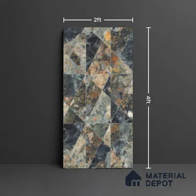 Multi Colour Patterned Floor & Wall Tile TL 10306 B  Notturno Coal Decor 4 ft x 2 ft Vitrified Glossy Finish - 9 mm