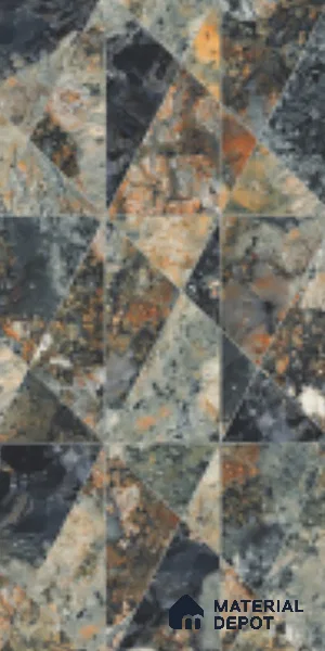 Multi Colour Patterned Floor & Wall Tile TL 10306 B Notturno Coal Decor 4 ft x 2 ft Vitrified Glossy Finish - 9 mm