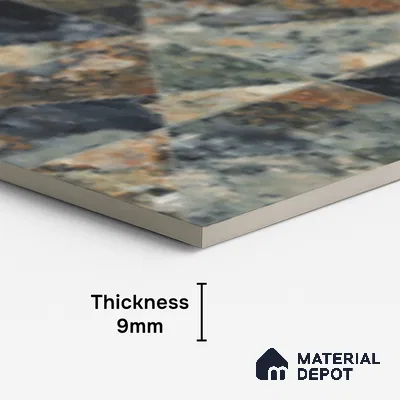Multi Colour Patterned Floor & Wall Tile TL 10306 B  Notturno Coal Decor 4 ft x 2 ft Vitrified Glossy Finish - 9 mm