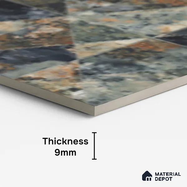 Multi Colour Patterned Floor & Wall Tile TL 10306 B Notturno Coal Decor 4 ft x 2 ft Vitrified Glossy Finish - 9 mm