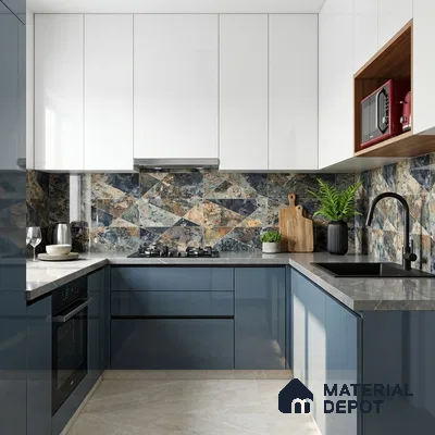 Multi Colour Patterned Floor & Wall Tile TL 10306 B  Notturno Coal Decor 4 ft x 2 ft Vitrified Glossy Finish - 9 mm