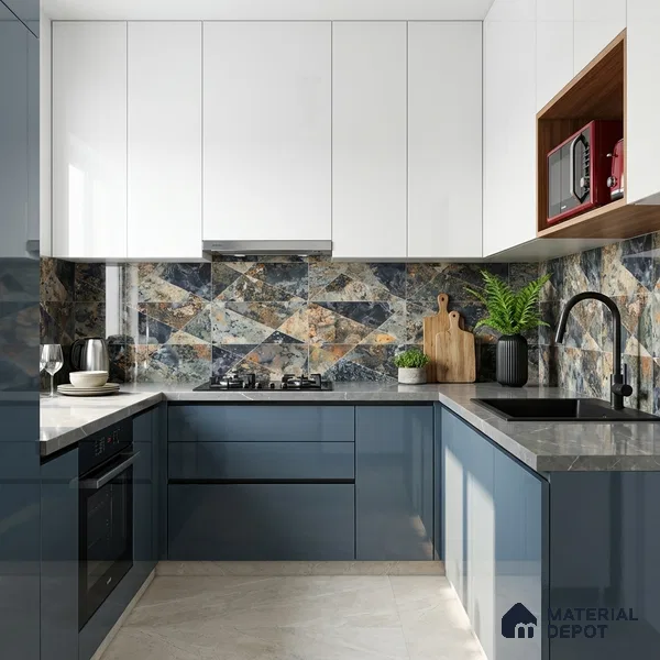 Multi Colour Patterned Floor & Wall Tile TL 10306 B Notturno Coal Decor 4 ft x 2 ft Vitrified Glossy Finish - 9 mm