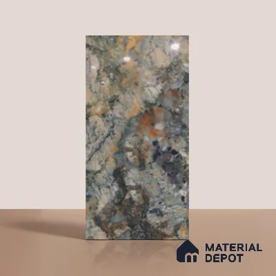 Marble Tundra Grey Wall & Floor Tile TL 10306 Slate Grey 4 ft x 2 ft Glossy Finish Vitrified Tile - 9 mm | Suitable For Living Room, Bedroom, Dining