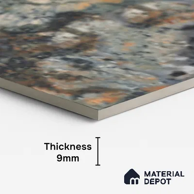 Marble Tundra Grey Wall & Floor Tile TL 10306 Slate Grey 4 ft x 2 ft Glossy Finish Vitrified Tile - 9 mm | Suitable For Living Room, Bedroom, Dining