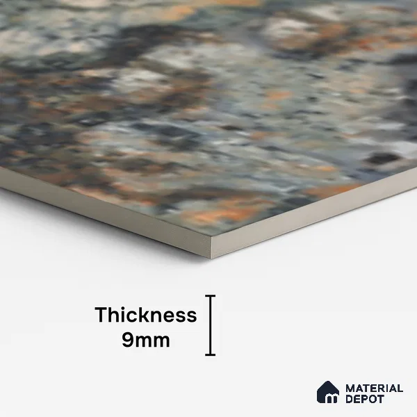 Marble Tundra Grey Wall & Floor Tile TL 10306 Slate Grey 4 ft x 2 ft Glossy Finish Vitrified Tile - 9 mm | Suitable For Living Room, Bedroom, Dining