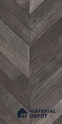 Brown Wood Floor & Wall Tile TL 10309 C  Chevron Wave Coal 4 ft x 2 ft Vitrified Carving Matte Finish - 9 mm