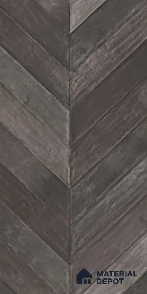 Brown Wood Floor & Wall Tile TL 10309 C  Chevron Wave Coal 4 ft x 2 ft Vitrified Carving Matte Finish - 9 mm