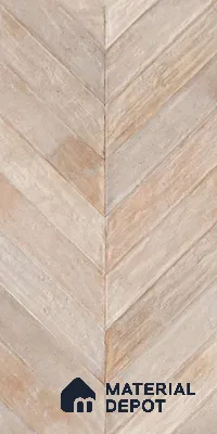 Cream Wood Floor & Wall Tile TL 10309 D  Chevron Wave Sand 4 ft x 2 ft Vitrified Carving Matte Finish - 9 mm