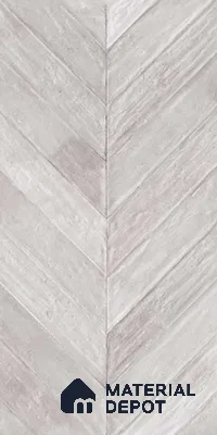 Silver Wood Floor & Wall Tile TL 10309  Chevron Wave Silver 4 ft x 2 ft Vitrified Carving Matte Finish - 9 mm