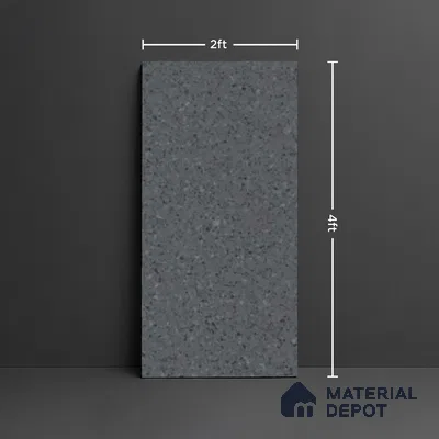Black Terrazzo Floor & Wall Tile TL 10310  Mondeco Nero 4 ft x 2 ft Vitrified Carving Matte Finish - 9 mm