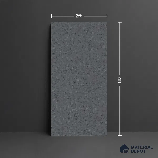 Black Terrazzo Floor & Wall Tile TL 10310 Mondeco Nero 4 ft x 2 ft Vitrified Carving Matte Finish - 9 mm