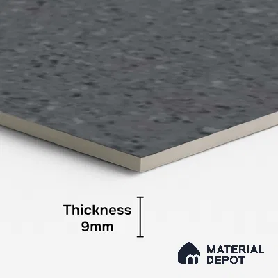 Black Terrazzo Floor & Wall Tile TL 10310  Mondeco Nero 4 ft x 2 ft Vitrified Carving Matte Finish - 9 mm