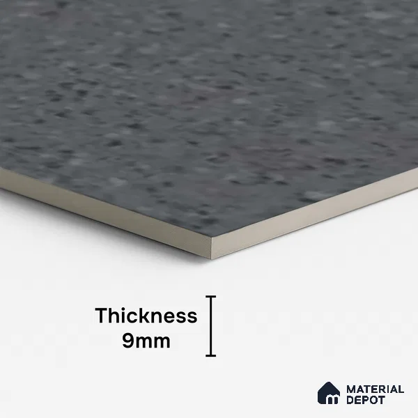 Black Terrazzo Floor & Wall Tile TL 10310 Mondeco Nero 4 ft x 2 ft Vitrified Carving Matte Finish - 9 mm